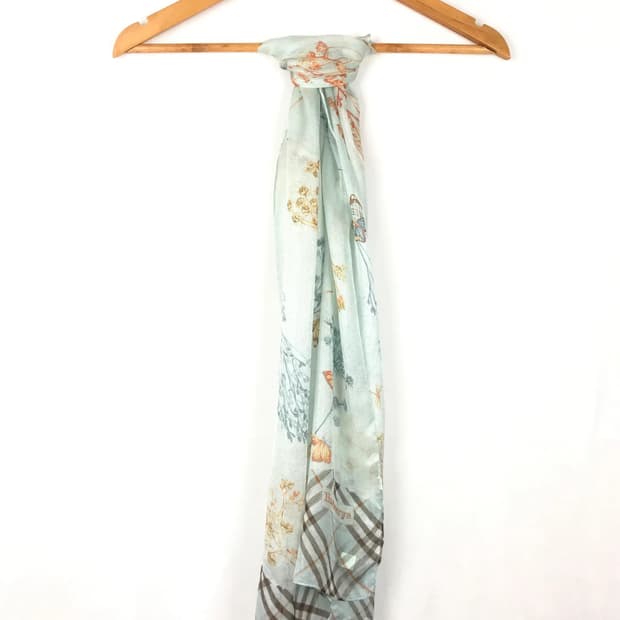 버버리 정품 플로랄 플라워 실크 스카프