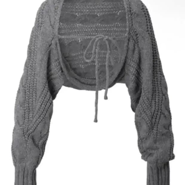 쓰리타임즈 케이블 배기 볼레로 멜란지그레이 23fw