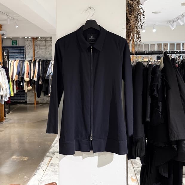 와이즈 다크네이비 울 개버딘 셔츠 집업 자켓