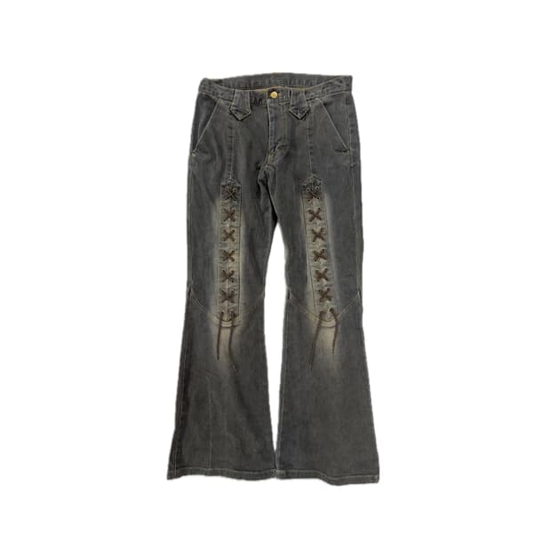 Tornado Mart lace-up flared jeans 