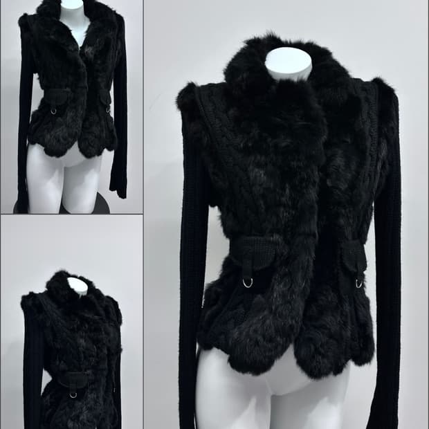 모스키노 니트 퍼 자켓