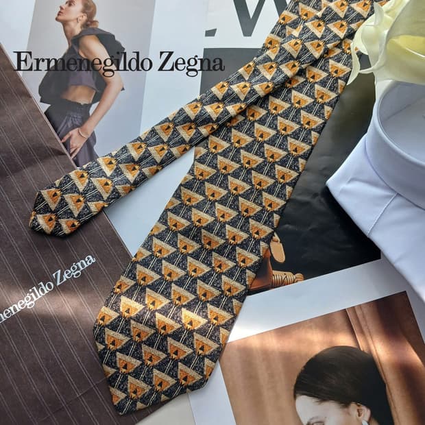 에르메네질도 제냐 실크 브라운 넥타이 9.3cm B등급 A18674
