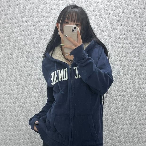 아베크롬비 캐주얼 레트로 스펠로고 양털 후드집업 L C08774