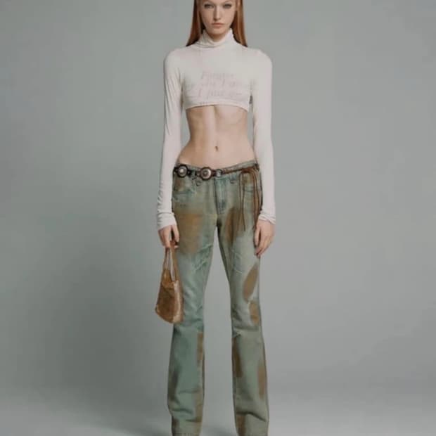 스컬프터 로우라이즈 데님 팬츠