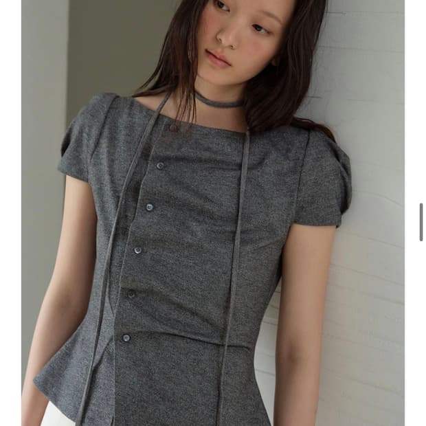 플로움 Summer Flora Wave Cardigan 그레이