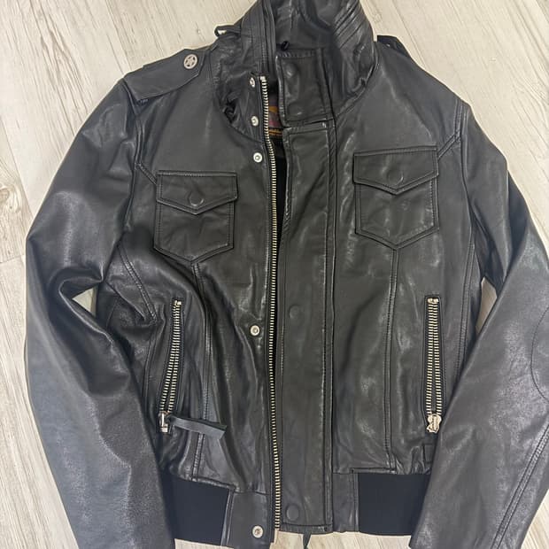 FUBU 후부 블랙 양가죽 라이더 자켓 L