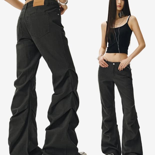 Flared Shirring Pants DCWPT017CHARCOAL