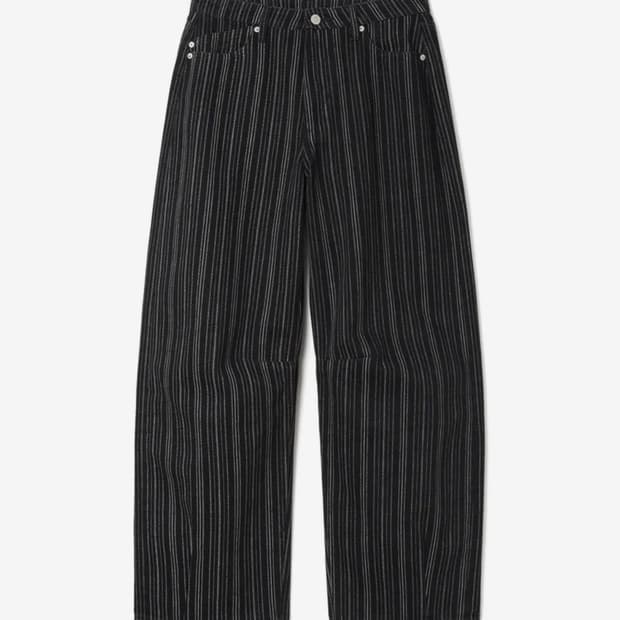 밀로우먼 스트라이프 벌룬 진 워시드 블랙 m