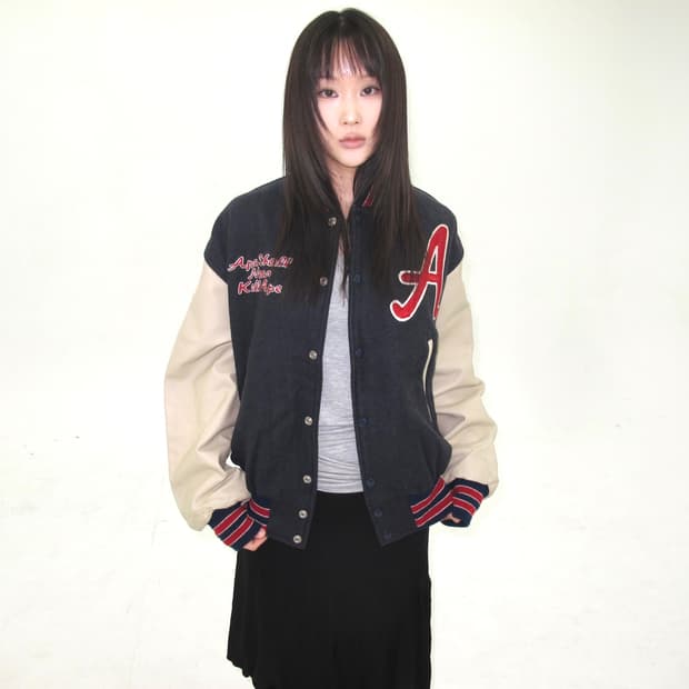 베이프 1998AW 가죽 바시티 자켓 니고 디렉팅