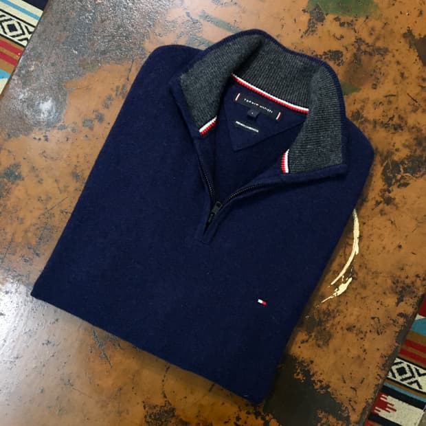 타미힐피거 프리미엄 울 네이비 반집업 니트 남성 110 사이즈 