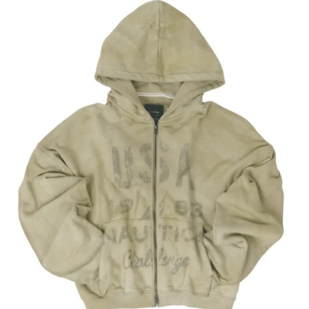 undermycar nautica 데미지드 후드 집업 베이지