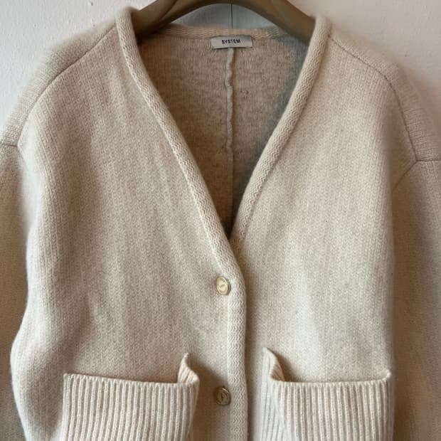 시스템 여성 아이보리 울가디건 브이넥가디건