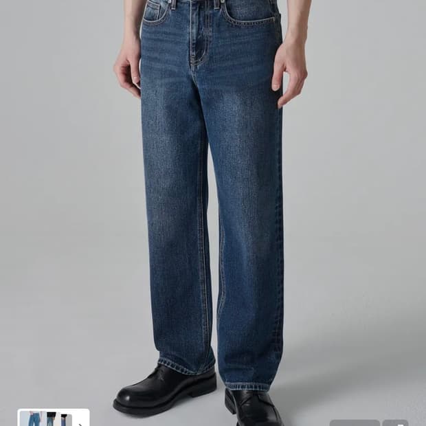 무신사스탠다드 루즈 스트레이트 데님 팬츠 [미디엄 인디고]