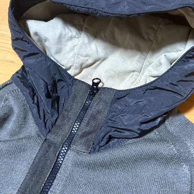 [XL] 스톤아일랜드 나일론 후드 니트 집업 올리브