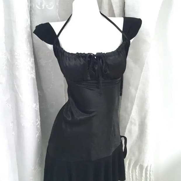 빈티지 inpysecond 새틴 블랙 미니 원피스