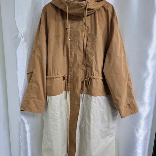 COS 코스 배색 후드 롱코트 (1694)