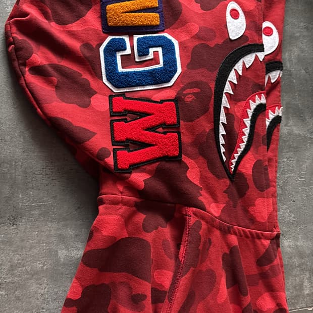 개 급처) 유일 매물) 베이프 더블 샤크 후드집업 L 레드