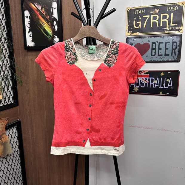 Paul Smith, Coral Cardigan Pattern Top