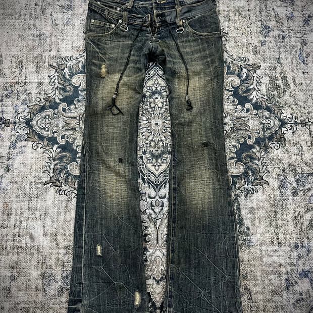 Midas double lace up flared jeans