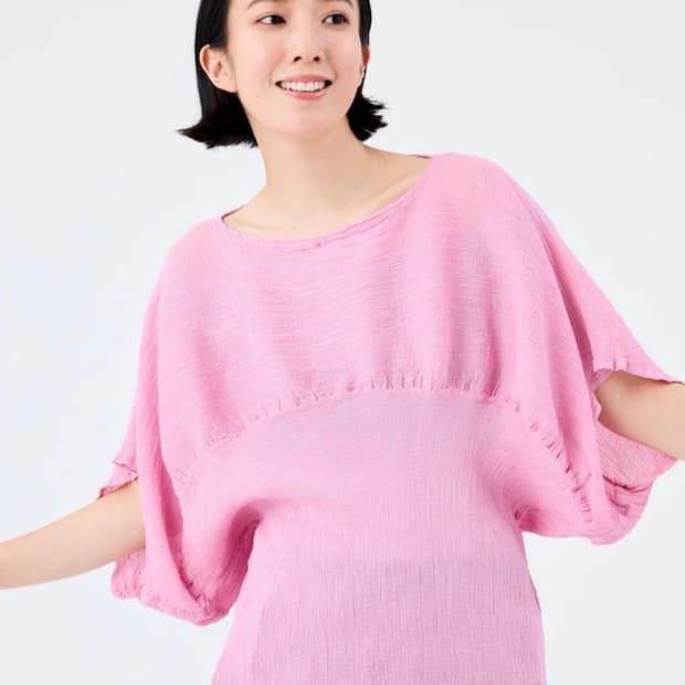 이세이미야케 me 페탈 시스루 크레페 탑 핑크