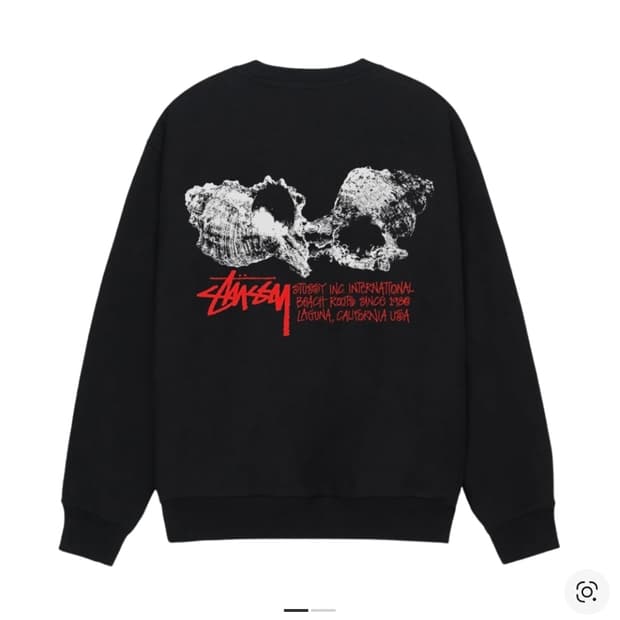 스투시 쉘 크루 블랙 맨투맨 M