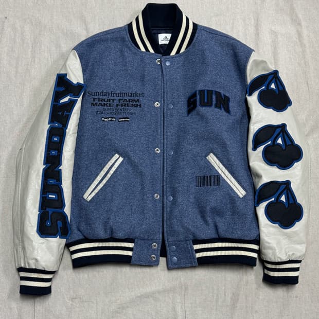 선데이후르츠마켓 패치 블루 바시티 자켓 L