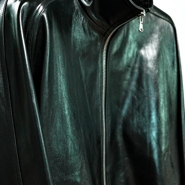 STU  LAMBSKIN LEATHER JACKET in black L