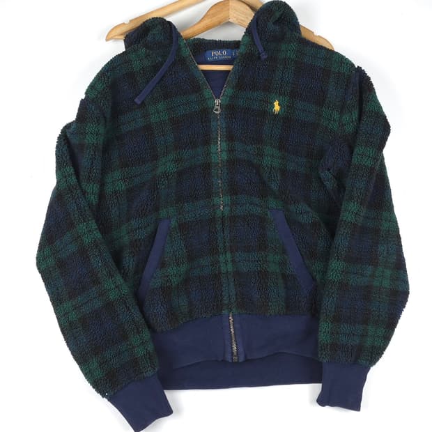 [S] 폴로 랄프로렌 타탄체크 후드플리스