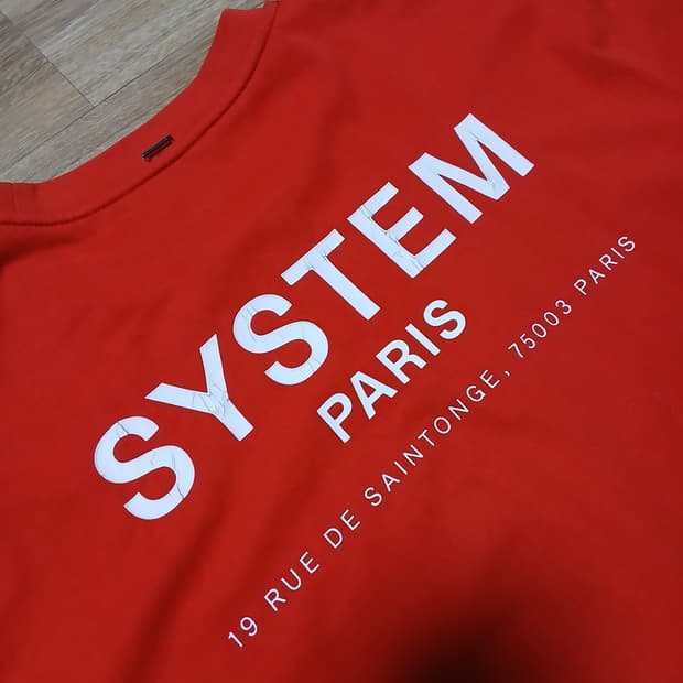 한섬 시스템 SYSTEM 레터링 반팔티 원단 좋음 오버핏 남녀공용