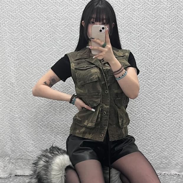 DOHC 빈티지 밀리터리 카모 멀티포켓 워크 조끼 M C10261