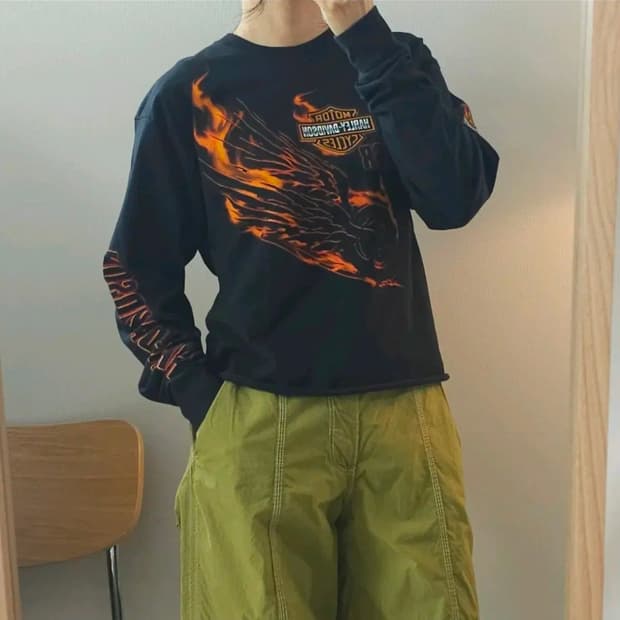 (M)할리데이비슨 여성 긴팔 빈티지 티셔츠