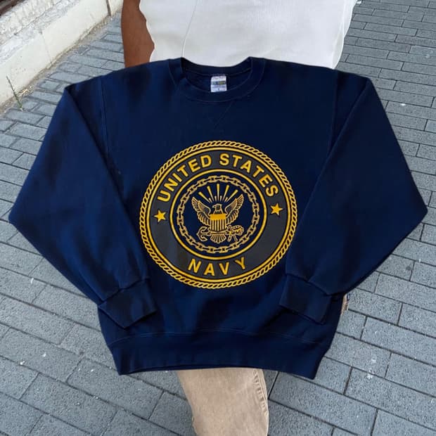 네이비 맨투맨 Made in USA, 50 / 50 (Man S)