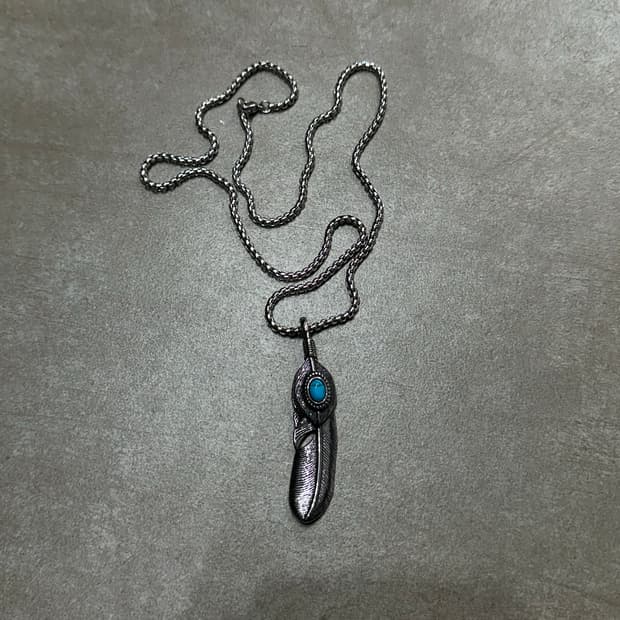Blue stone feather - 블루 깃털 목걸이