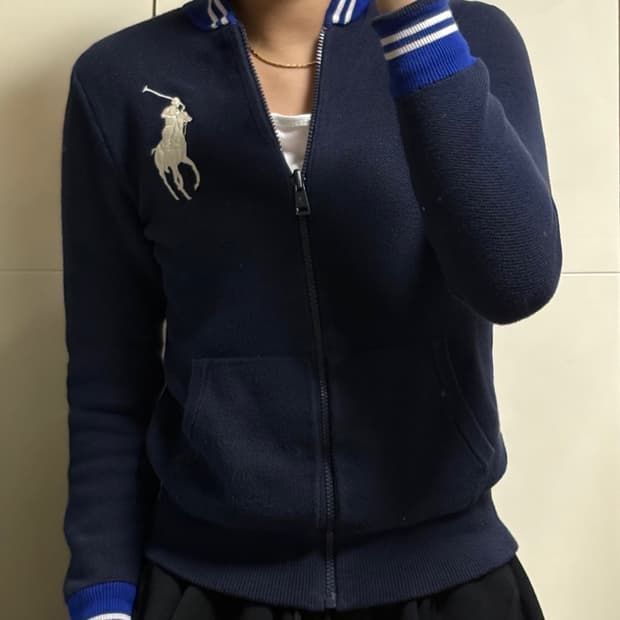 폴로 랄프로렌 빅포니 네이비 그레이 리버시블 니트집업 