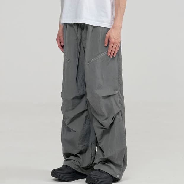 주앙옴므 x 츠통령 더블 레이어드 나일론 팬츠 차콜 L