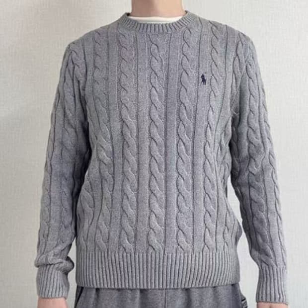 폴로 랄프로렌 꽈배기니트 그레이 95-100
