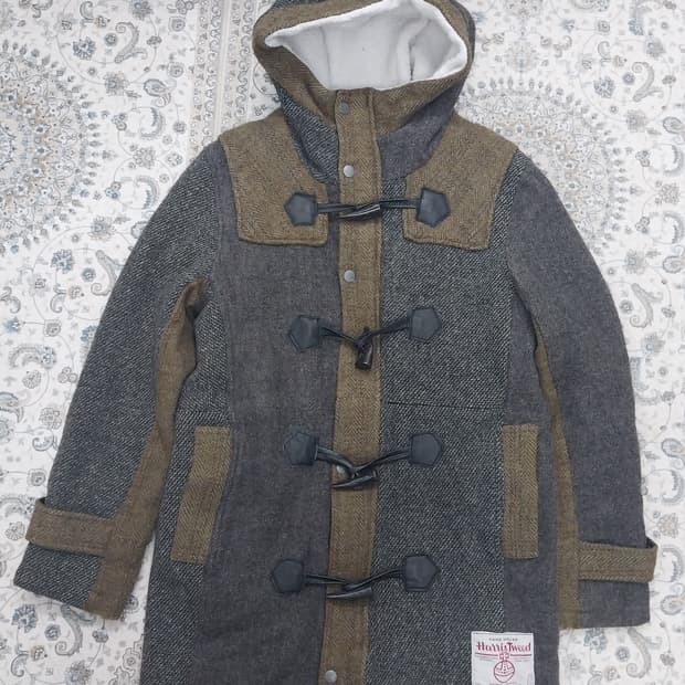 해리스트위드 패지워크 더플 떡볶이 코트 L (55반까지)