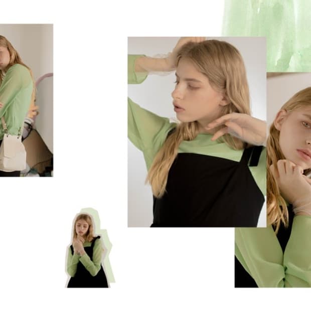 시눈 시스루 그린 블라우스