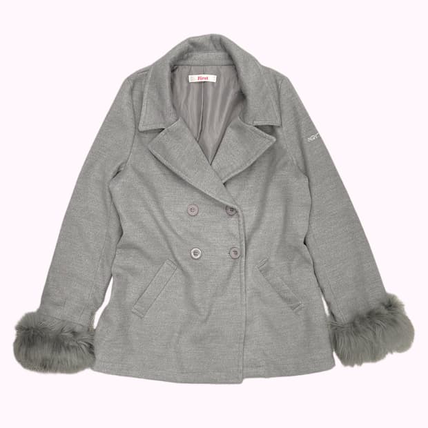 grey fur detailed coat