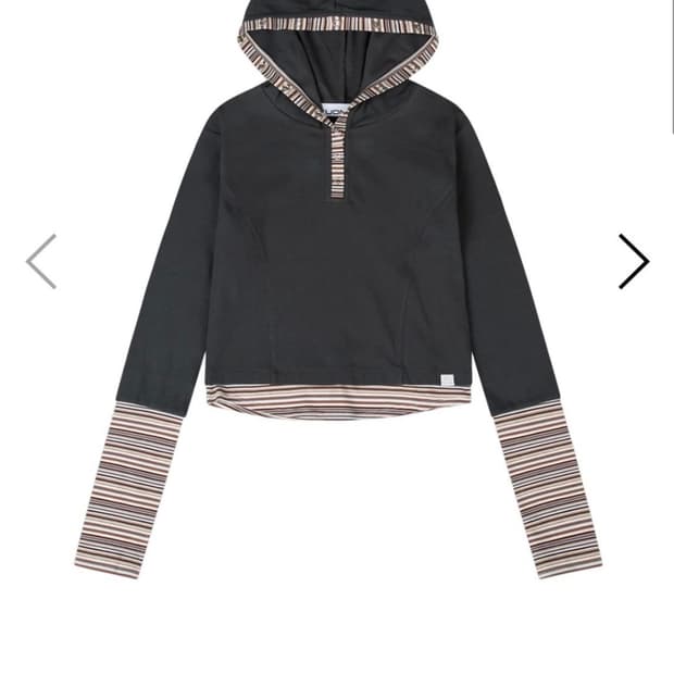 뚜오미오 스트라이프 버튼 후드 차콜 buttoned hoodie