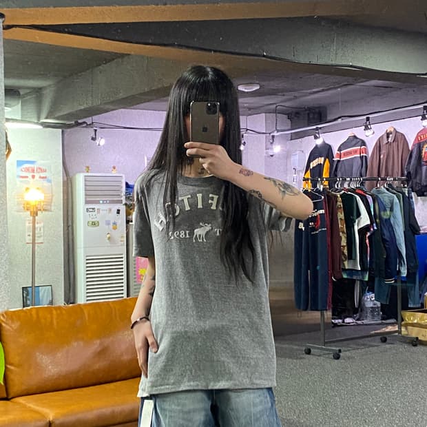 아베크롬비 패치로고 y2k 그레이반팔 B5546