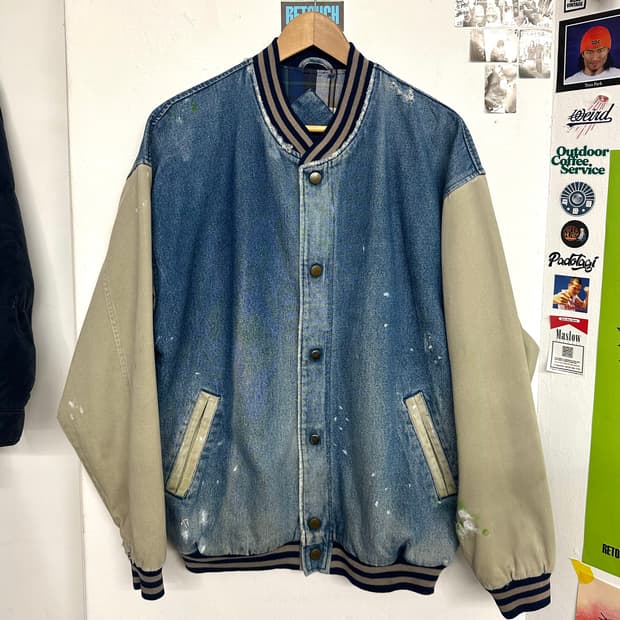 디스트로이드 빈티지 데님 바시티 자켓