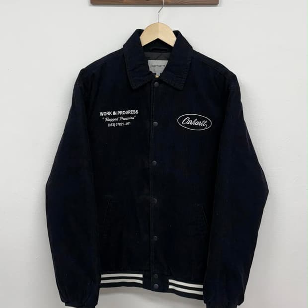 [M] 칼하트 wip 러그드 레터맨 코듀로이 바시티 자켓