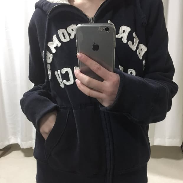 아베크롬비 네이비 양털 후드집업