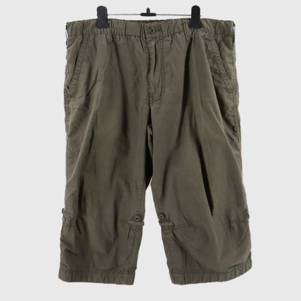 일본빈티지 카키색 카프리팬츠