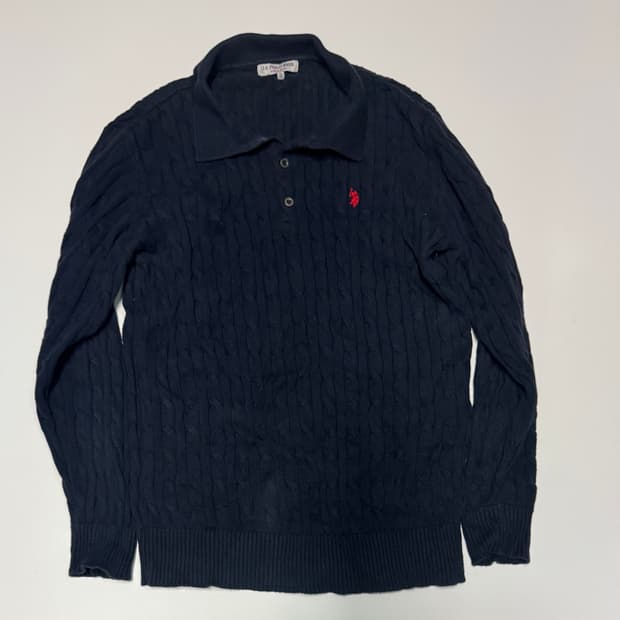 us폴로 꽈배기 케이블 니트 XL 네이비