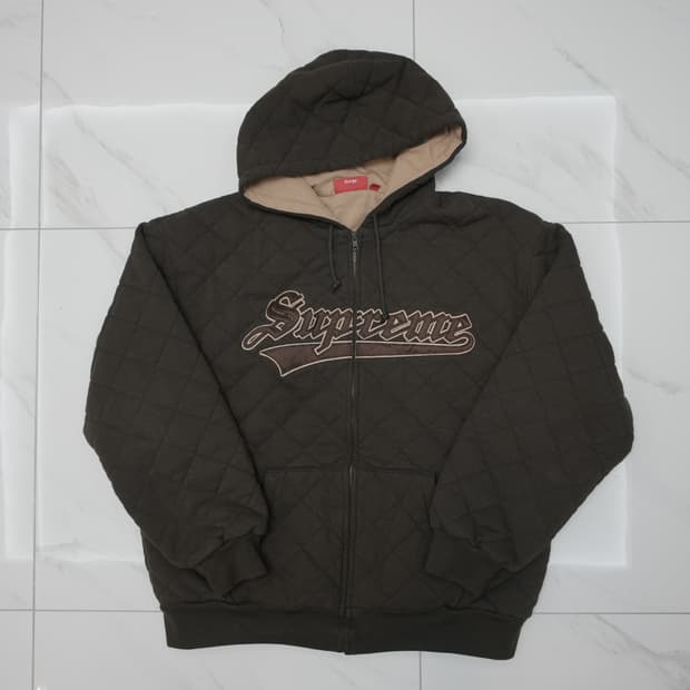 [XL] 슈프림 퀄티드 집업 후드 다크 브라운