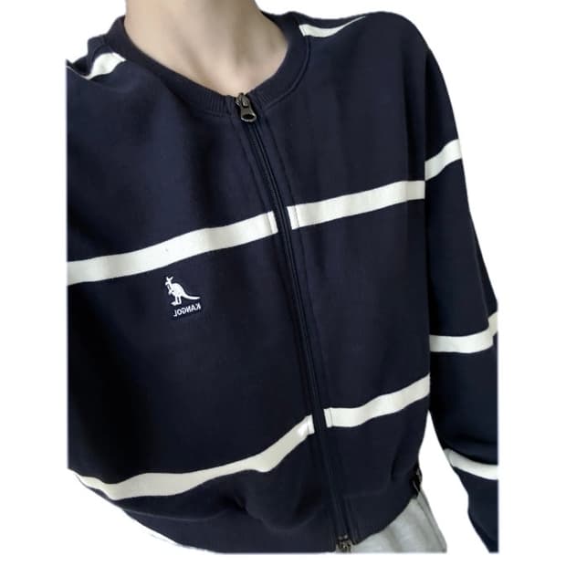 Kangol 캉골 빈티지 리메이크 크롭 스트라이프 집업