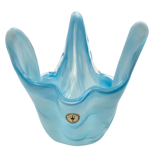 70s 이와타 핸드블로운 아쿠아 마블 산호 꽃병