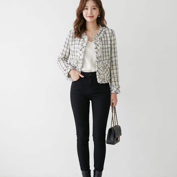 미센스(ME-SENSE) 수술 디테일 트위드 자켓